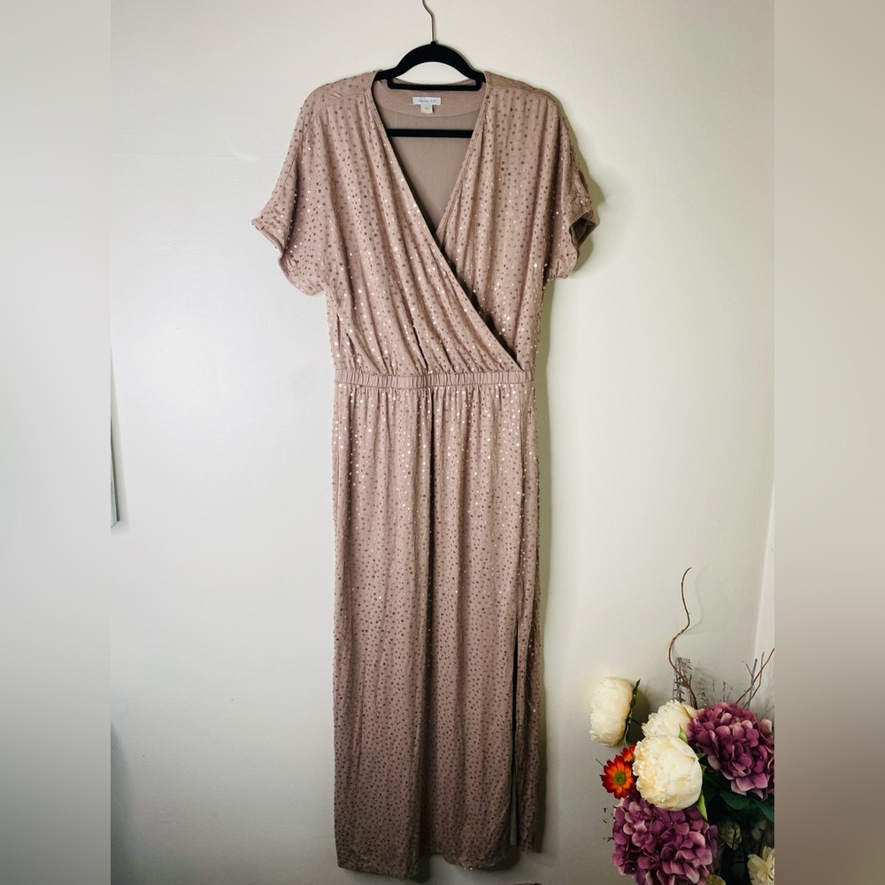 Garnet Hill Exclusive Sequined Jersey Maxi Dress large formal evening knit - Picture 4 of 8